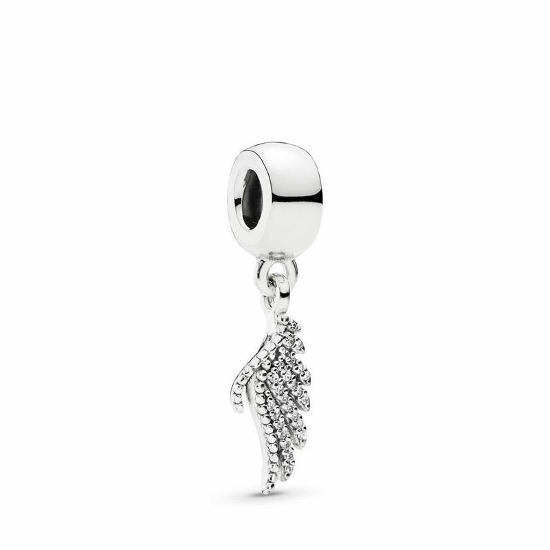 Pandora Majestic Feather Dangle Charm - Sterling Silver/Cubic Zirconia - Canada | DH8273QB